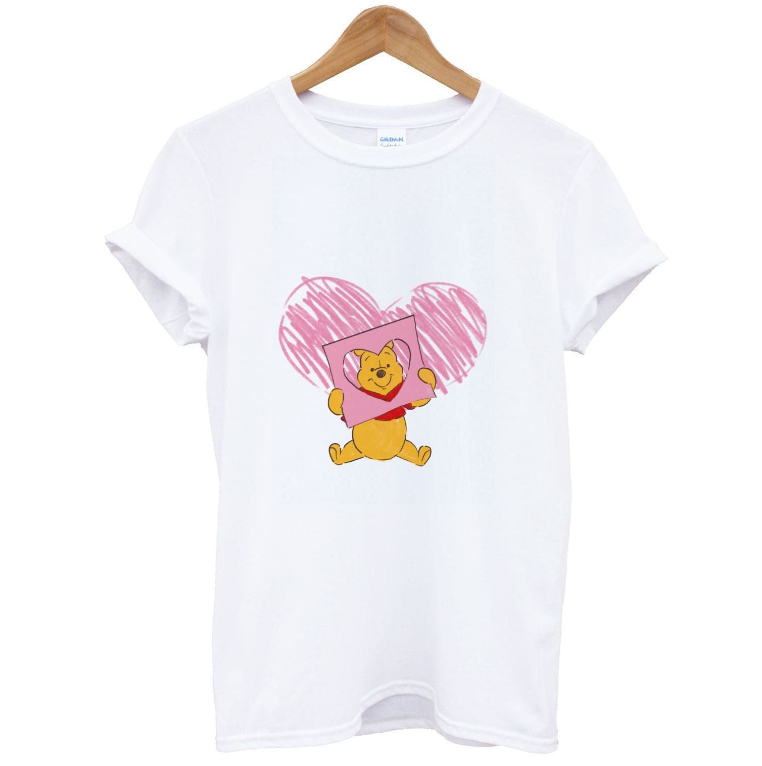 Pooh Heart Drawing Valentine's T-Shirt