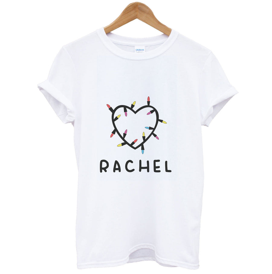 Heart Shaped Fairy Lights - Personalised Stranger Things T-Shirt