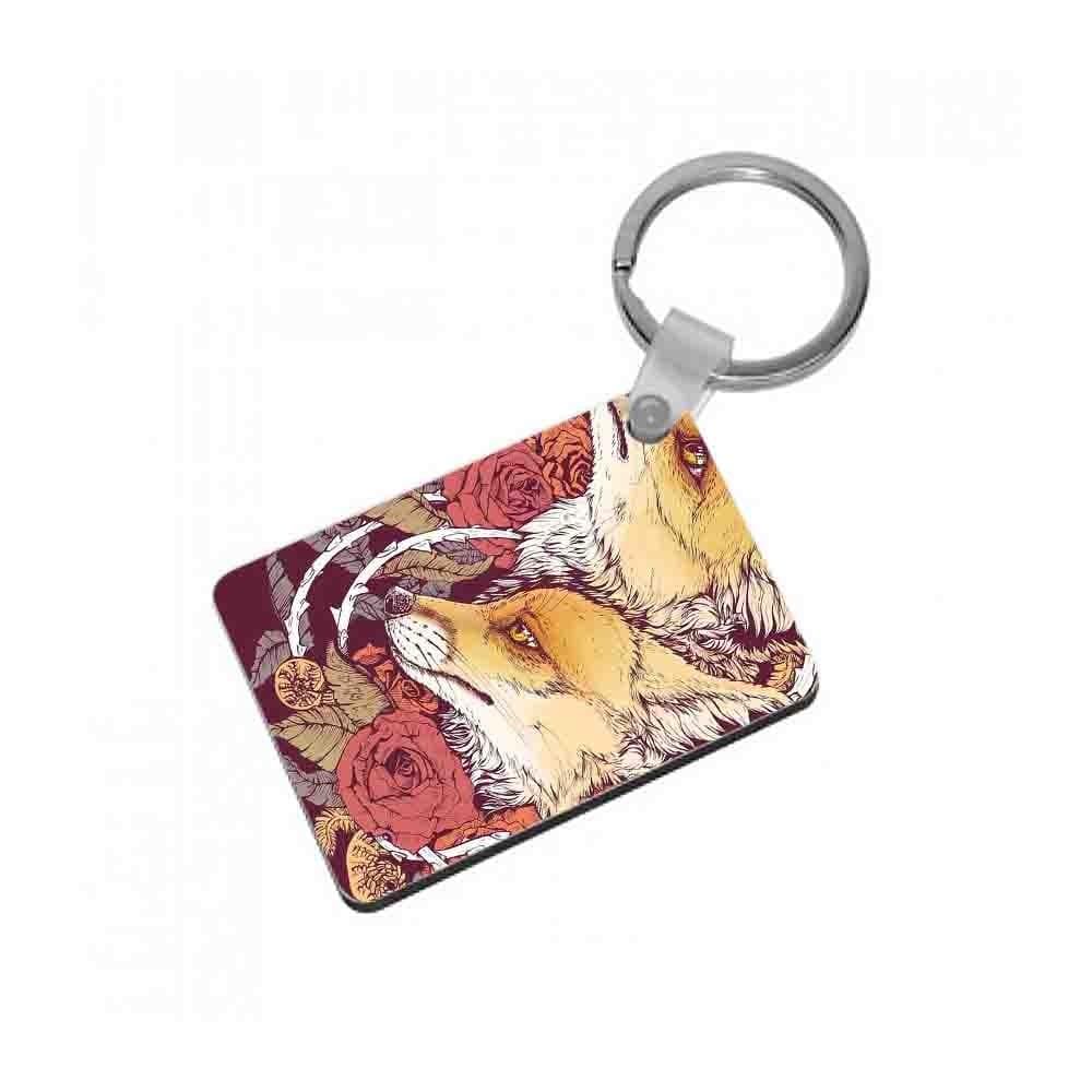 Red Fox Bloom Keyring - Fun Cases