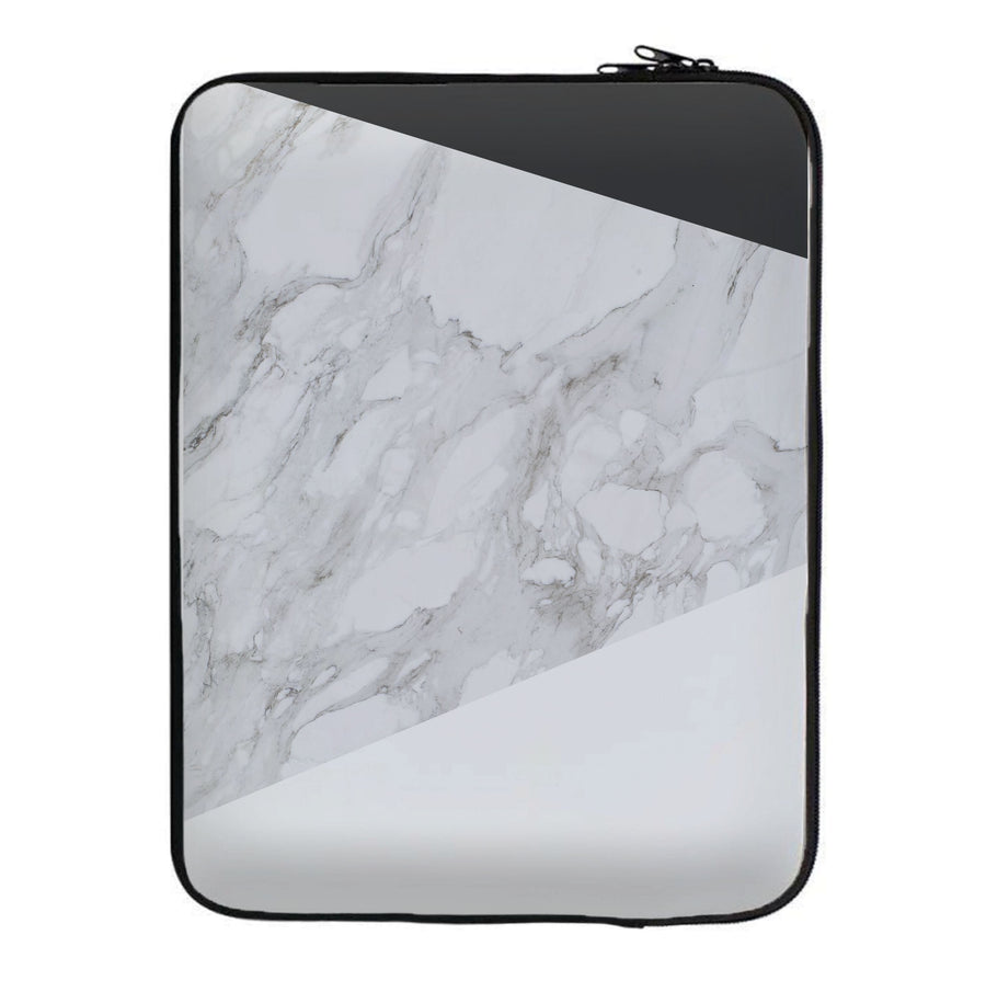 White, Black and Marble Pattern Laptop Sleeve