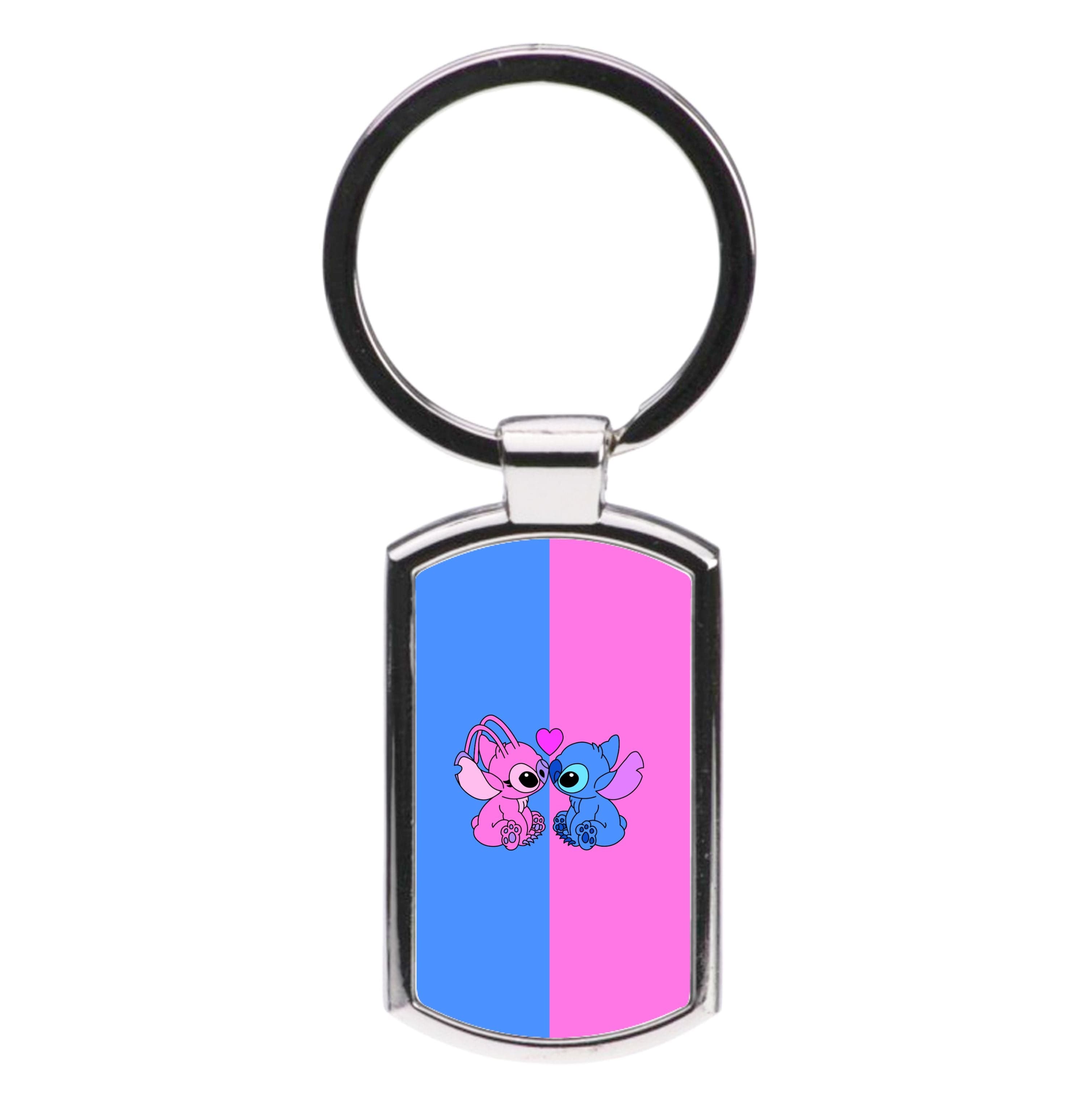 Angel And Blue Alien - Pink Alien Luxury Keyring