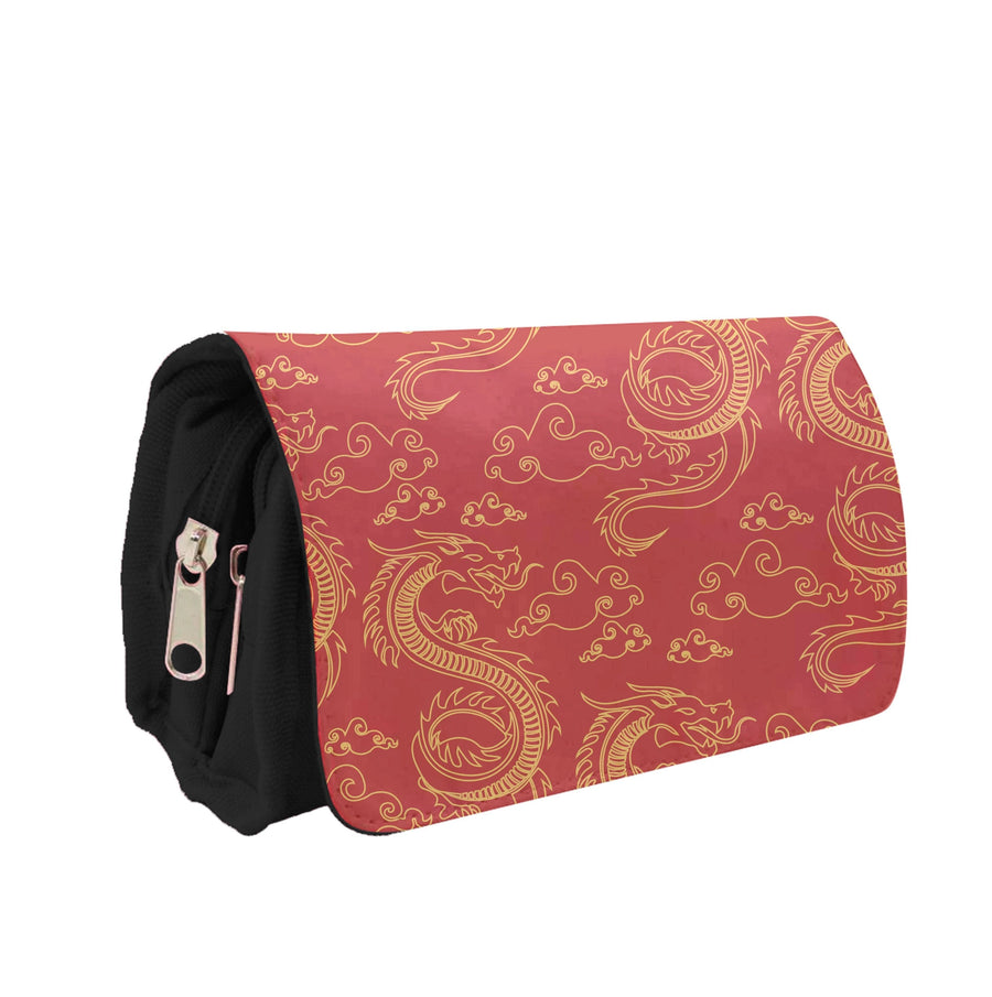 Red And Gold Dragon Pattern Pencil Case
