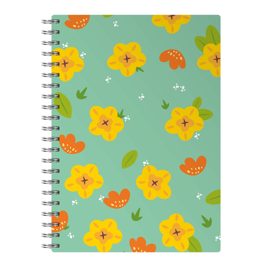 Yellow And Orange Pattern - Floral Notebook
