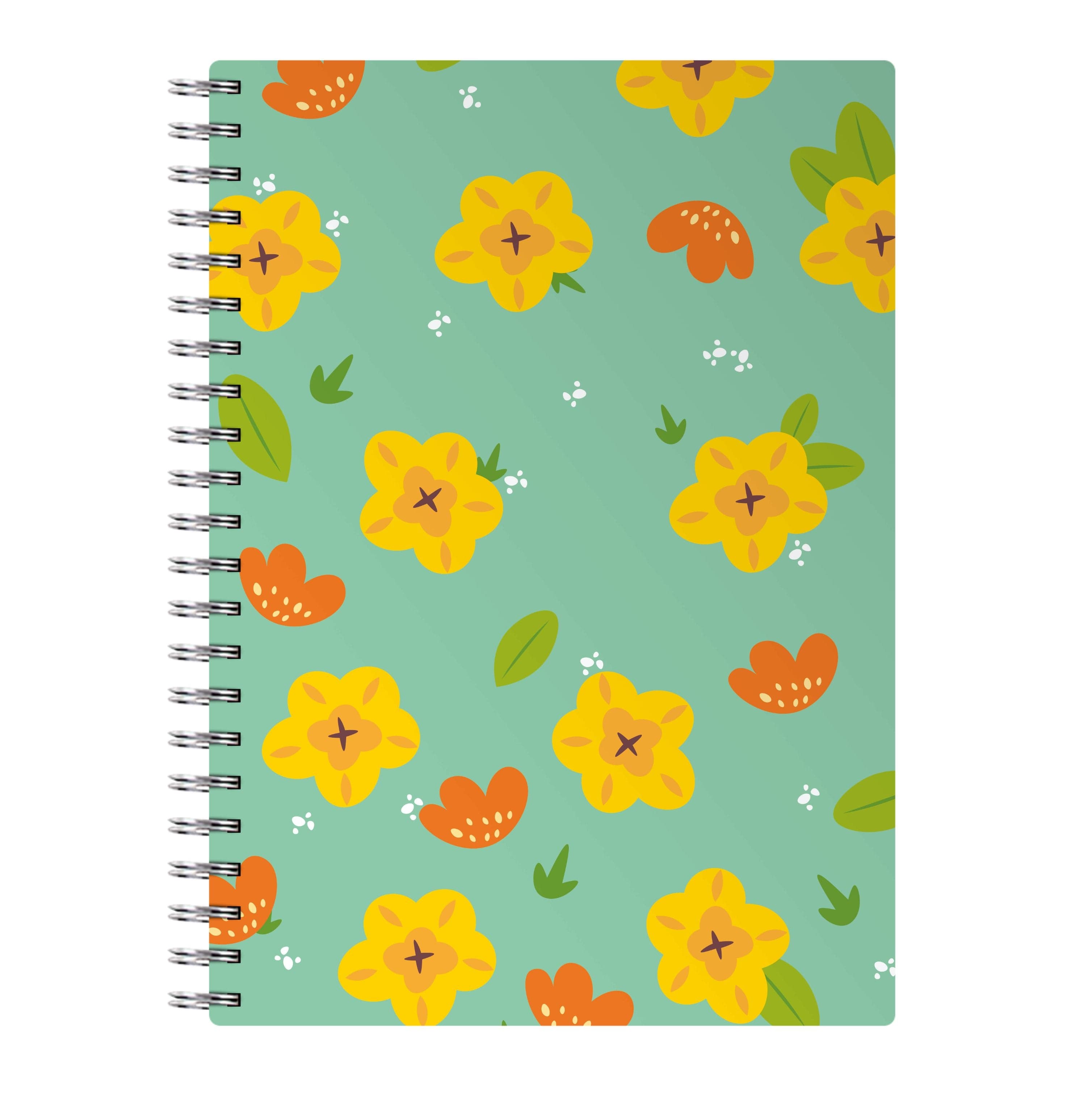 Yellow And Orange Pattern - Floral Notebook