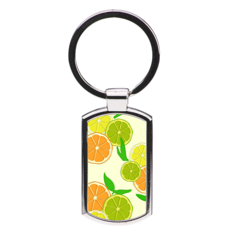 Oranges, Leomns And Limes - Fruit Patterns Luxury Keyring