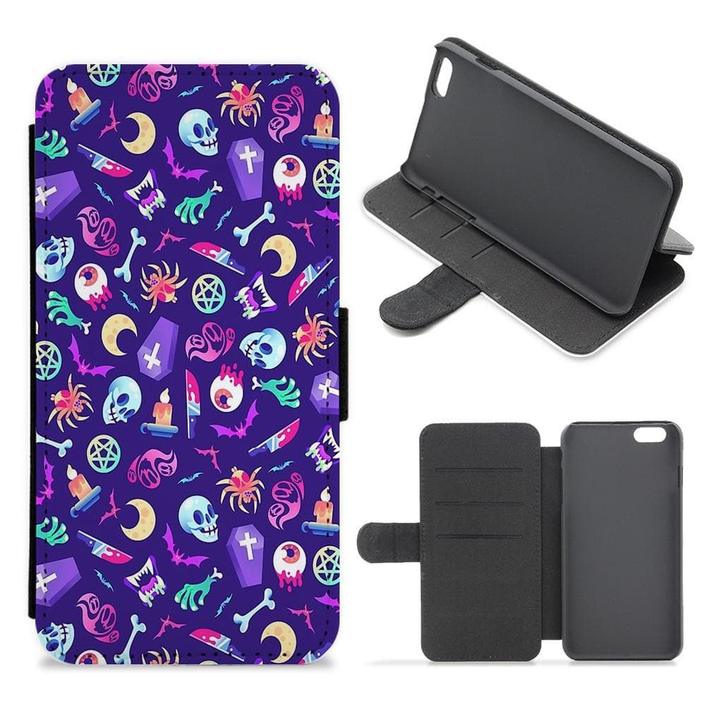 Horroriffic Halloween Pattern Flip / Wallet Phone Case - Fun Cases