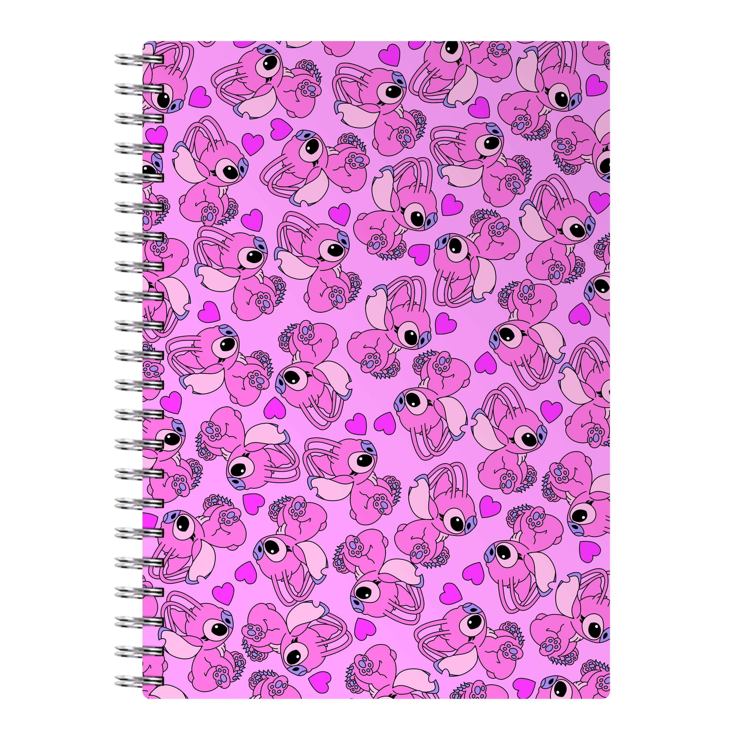 Love Heart Pattern - Pink Alien Notebook