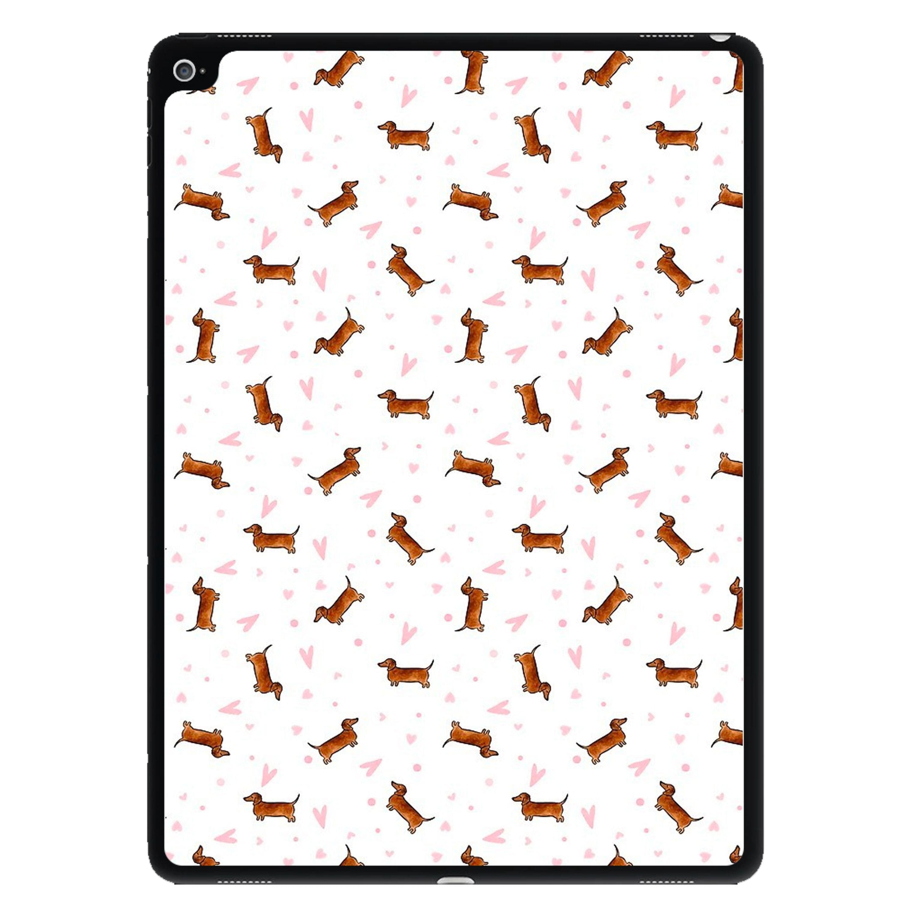 Dachshund Pattern - White iPad Case