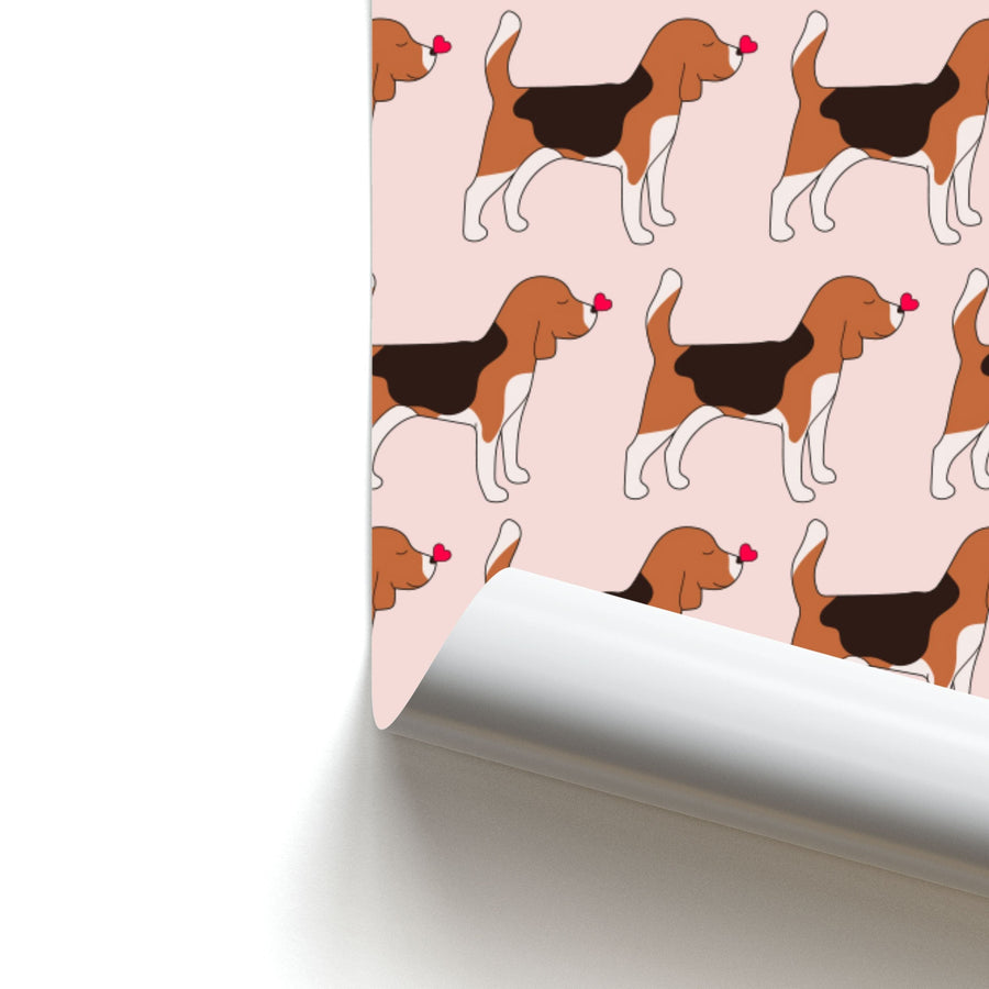 Love Beagle - Dog Pattern Poster