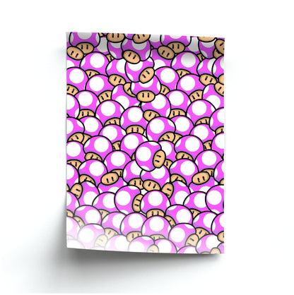 Mushroom Pattern - Pink Poster