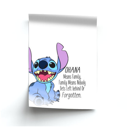 Ohana Means Family - Blue Alien Poster