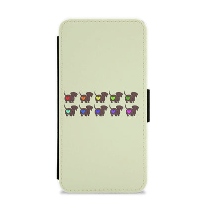 Love hearts - Dachshunds Flip / Wallet Phone Case