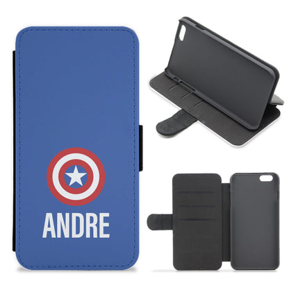 Captain America - Personalised Superhero Comic Flip / Wallet Phone Case