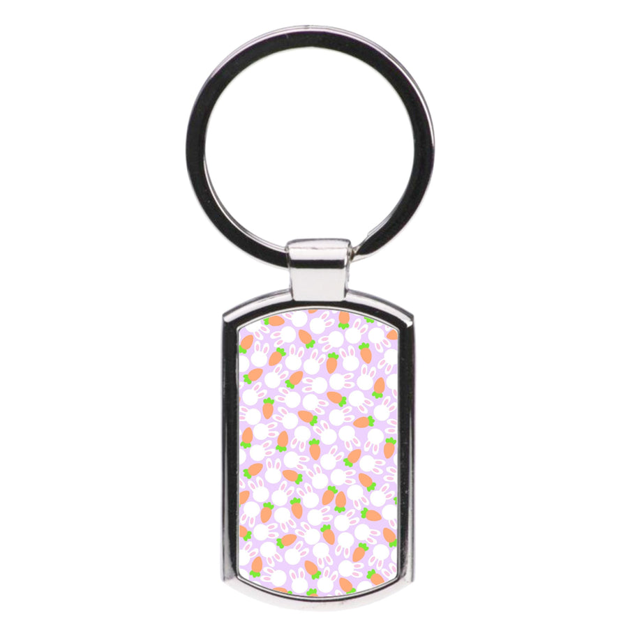 Rabbits And Carrots - Easter Patterns Luxury Keyring