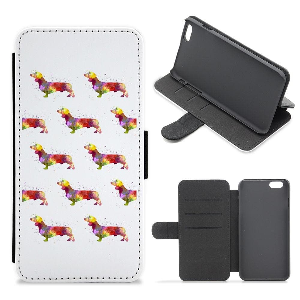 Watercolour Dachshund Flip / Wallet Phone Case - Fun Cases