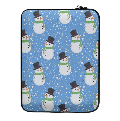 Blue Snowman Pattern Laptop Sleeve