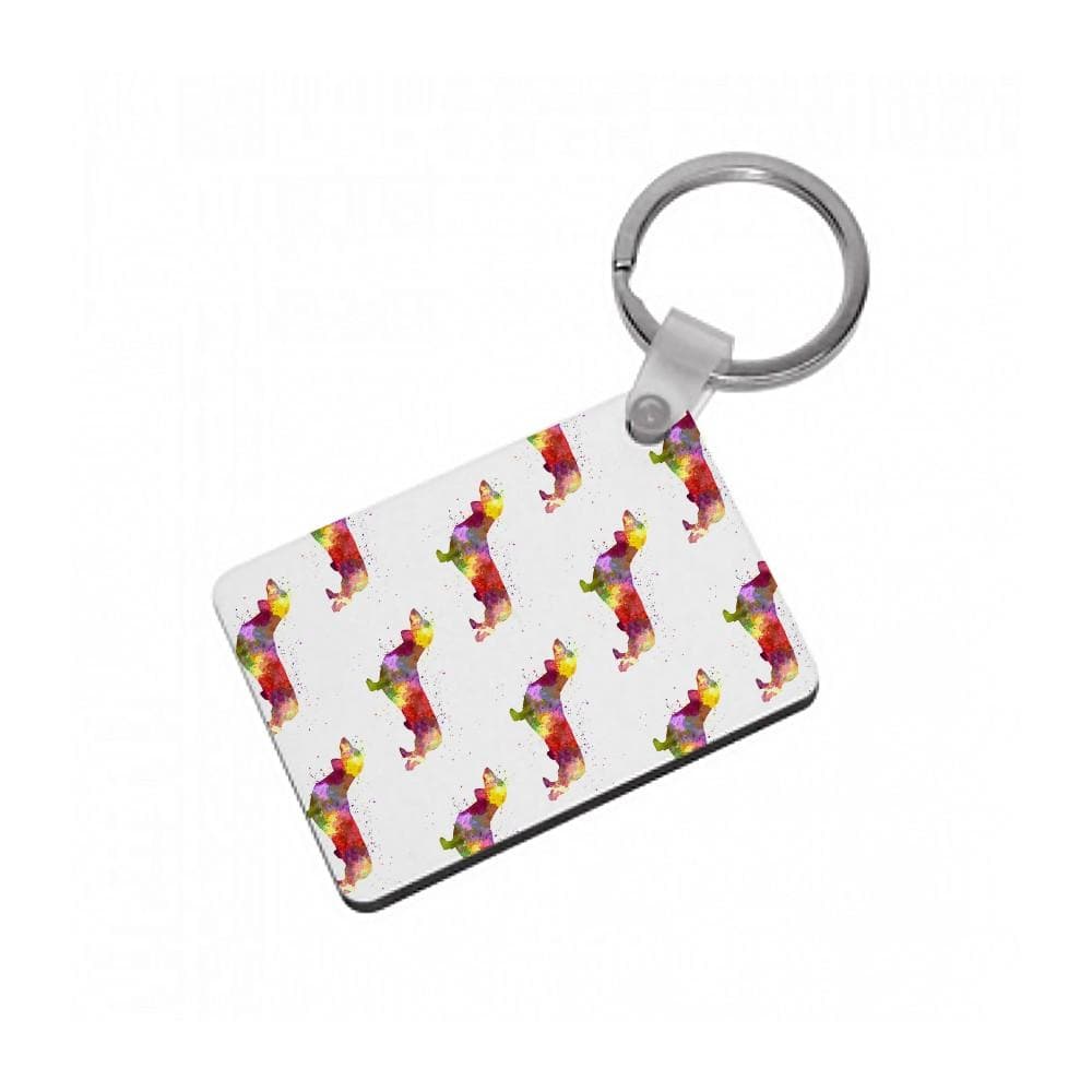 Watercolour Dachshund Keyring - Fun Cases