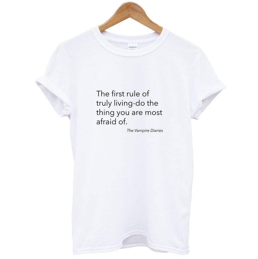The First Rule Of Truly Living - Vampire Diaries T-Shirt