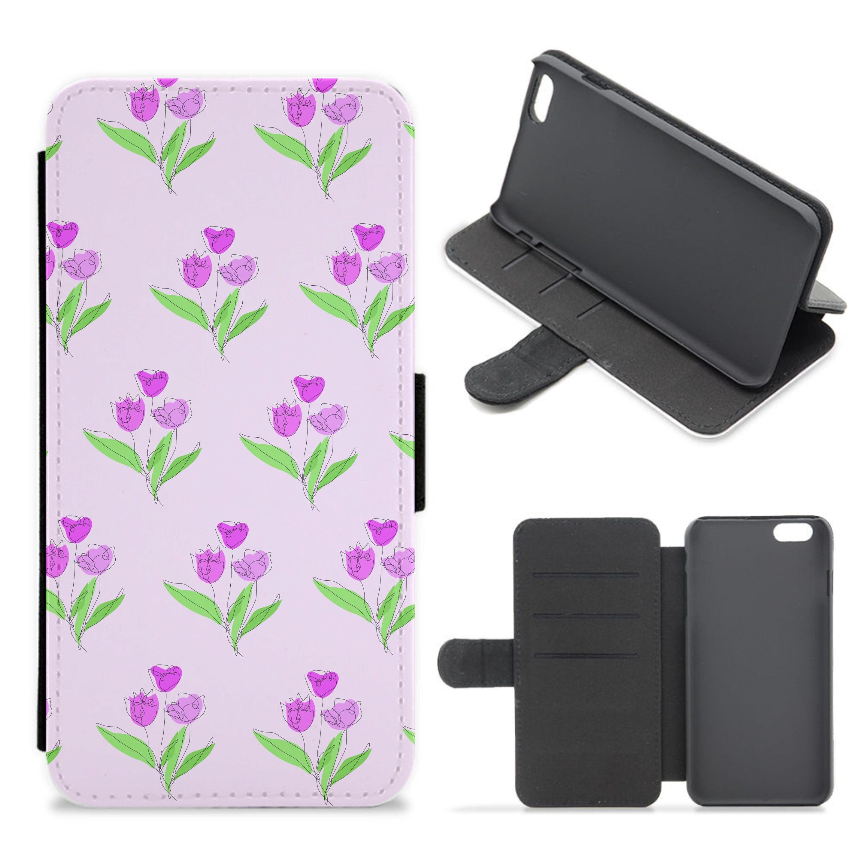 Pink Pattern - Floral Flip / Wallet Phone Case