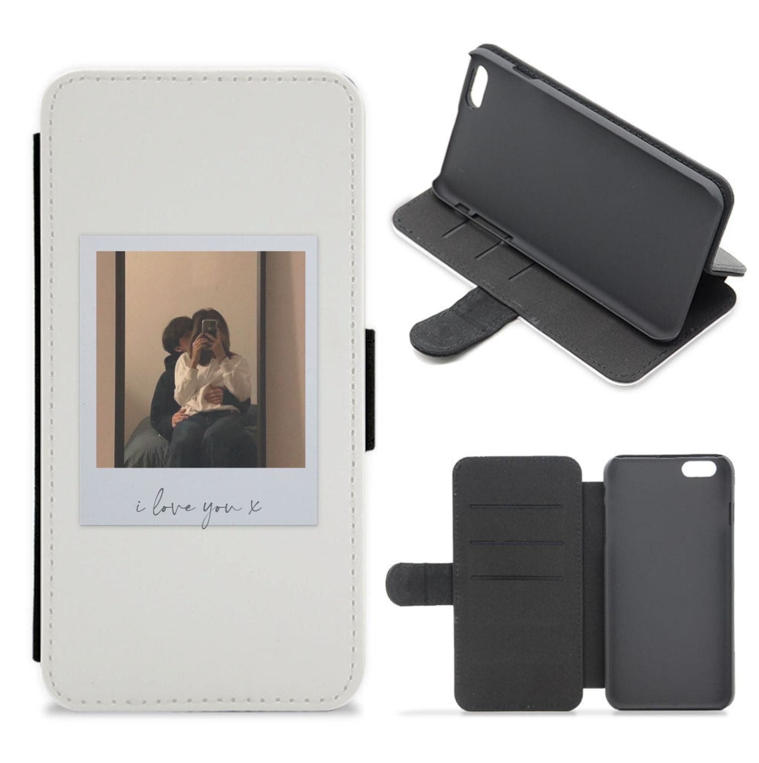 I Love You Polaroid - Personalised Couples Flip / Wallet Phone Case