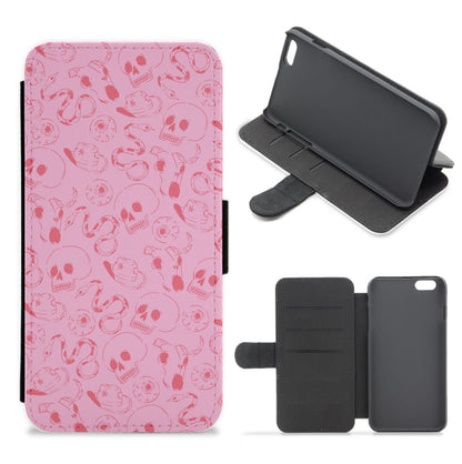 Pink Snakes And Skulls - Western  Flip / Wallet Phone Case