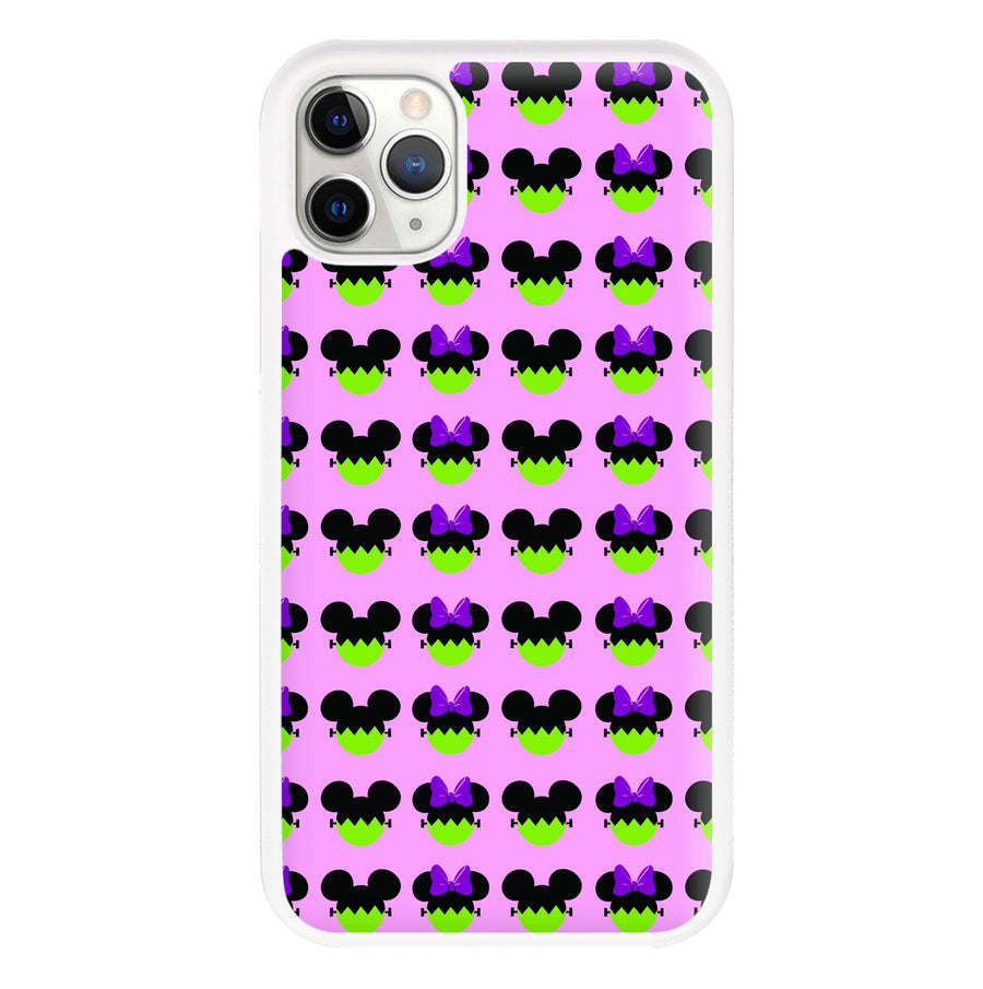 Frankenstein Mikey And Minnie Mouse Pattern - Disney Halloween Phone Case