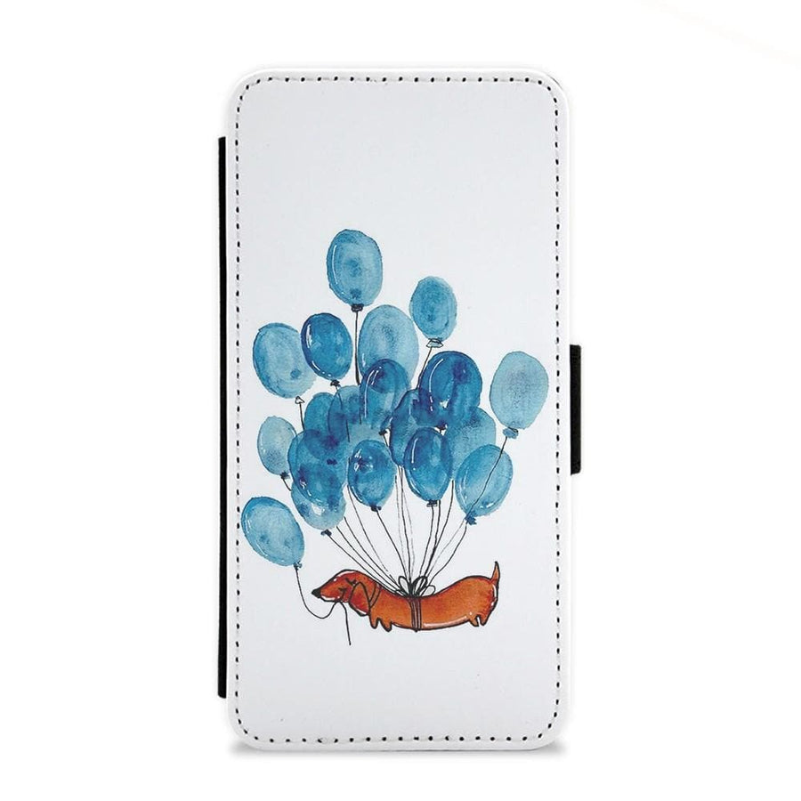 Dachshund And Balloons Flip Wallet Phone Case - Fun Cases