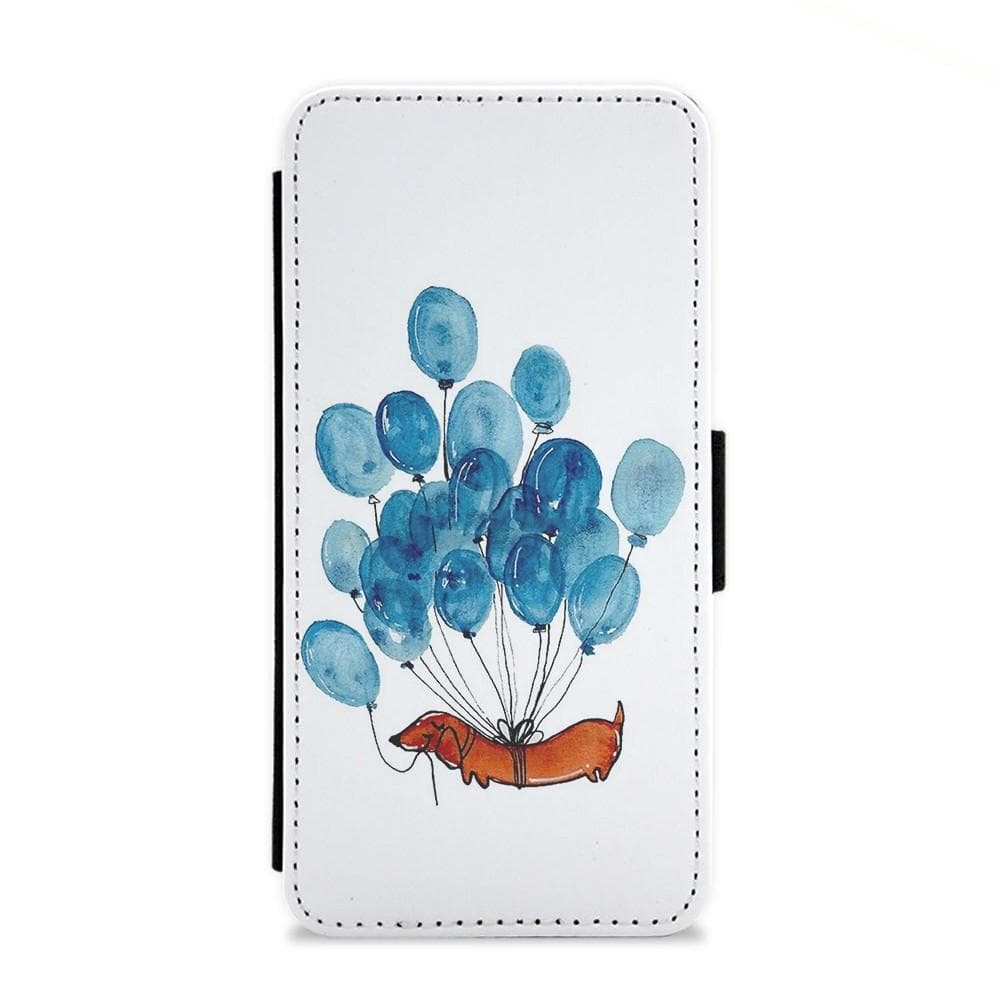 Dachshund And Balloons Flip Wallet Phone Case - Fun Cases