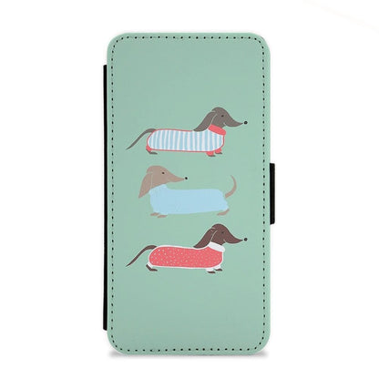 Sausage Dogs in Jumpers Flip Wallet Phone Case - Fun Cases