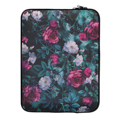 Black Floral Pattern Laptop Sleeve