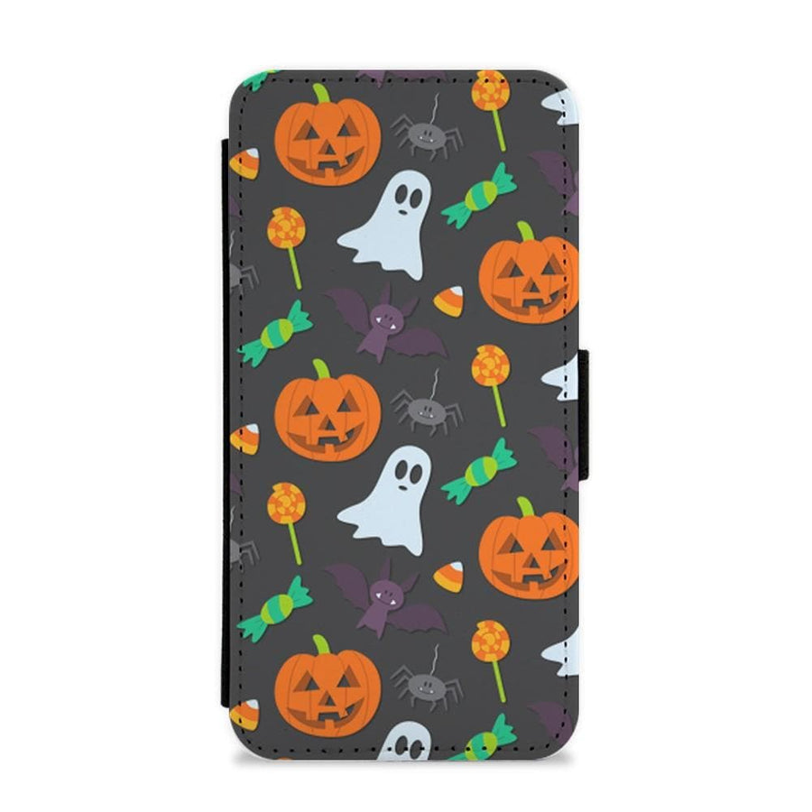 Colourful Halloween Pattern Flip Wallet Phone Case