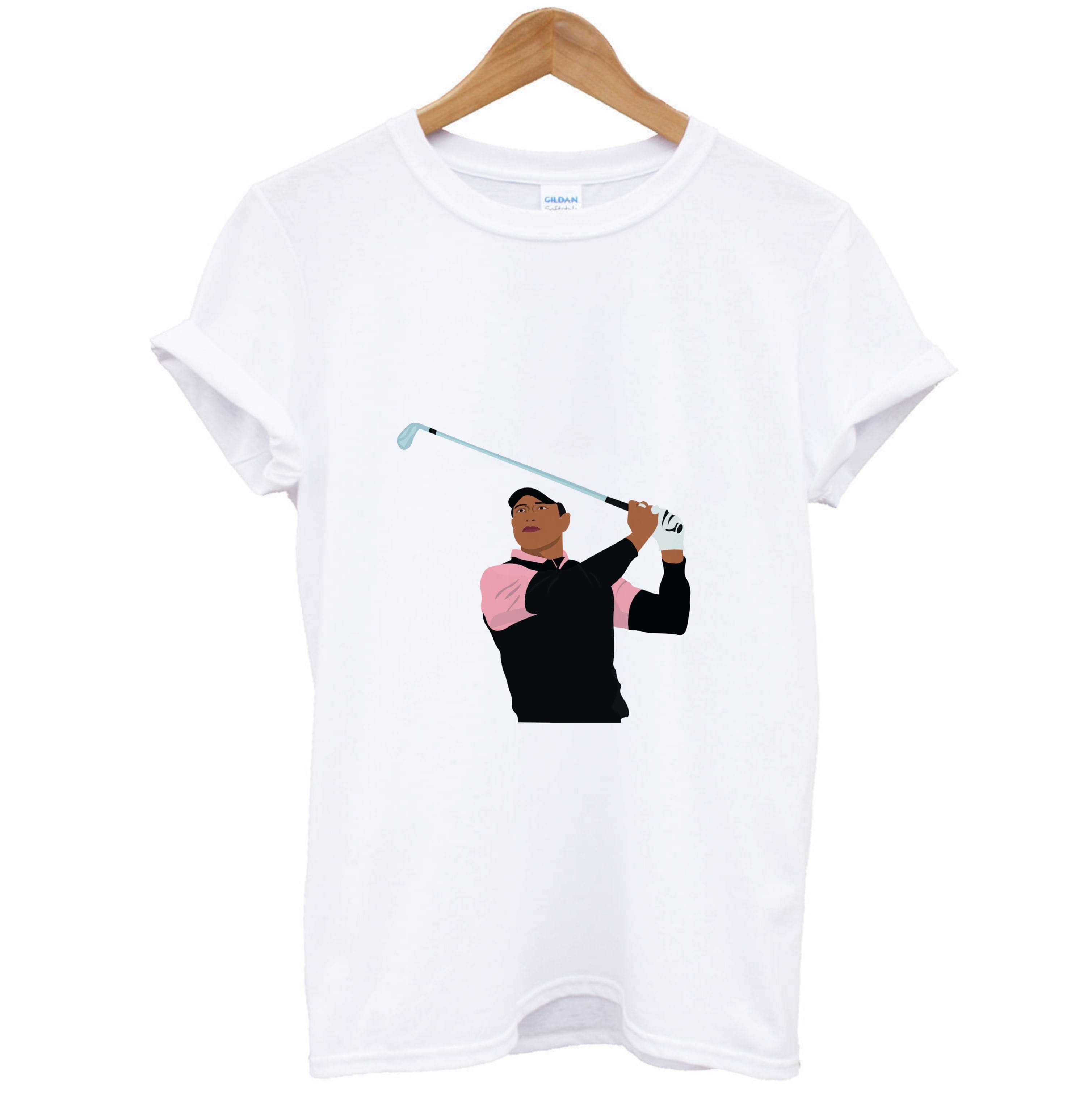 Tiger hitting a iron - Golf T-Shirt