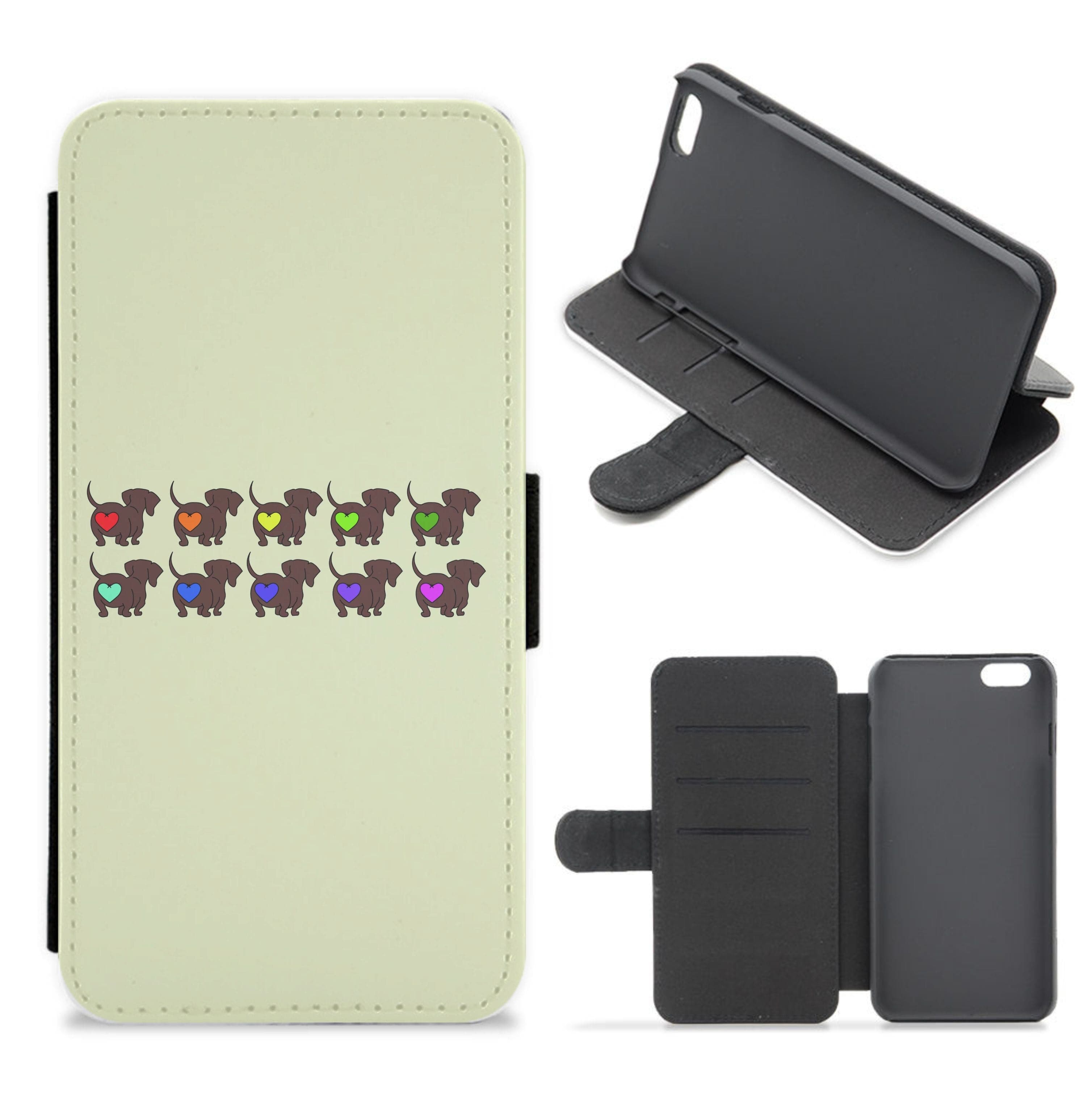 Love hearts - Dachshunds Flip / Wallet Phone Case