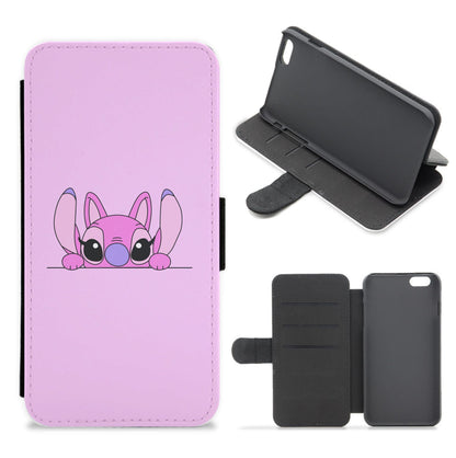 Angel Leaning - Pink Alien Flip / Wallet Phone Case