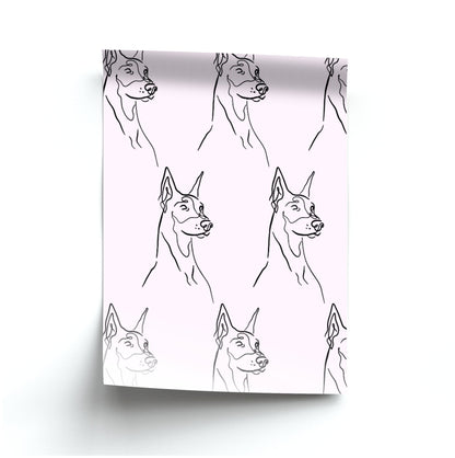 Dobermann Outline - Dog Pattern Poster