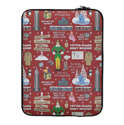 Red Elf Pattern Laptop Sleeve