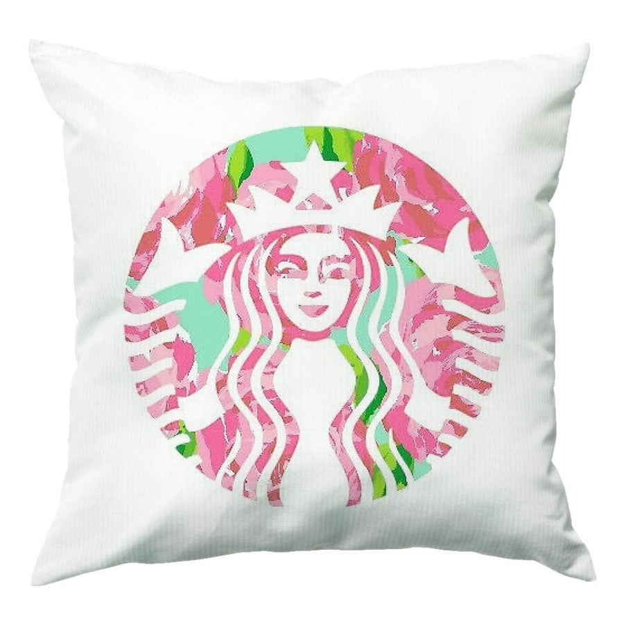 Pink Starbucks Logo Cushion