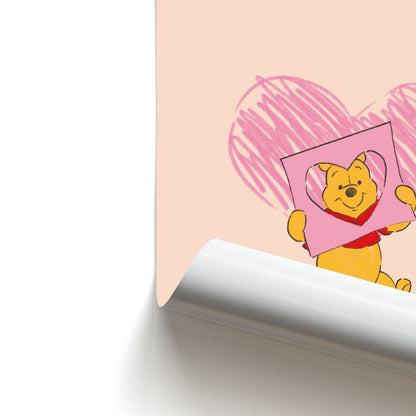 Pooh Heart Drawing Valentine's Poster