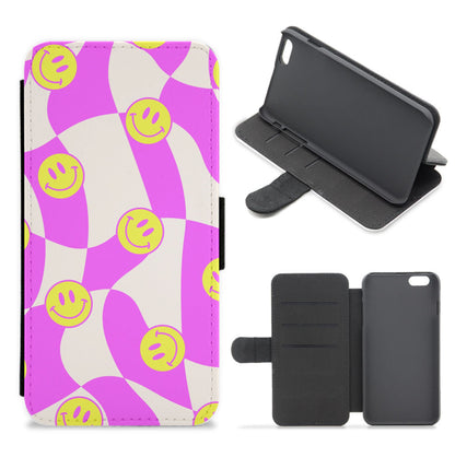 Smiley Checkboard - Trippy Patterns Flip / Wallet Phone Case