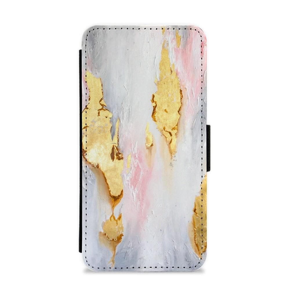 Gold Flaked Marble Pattern Flip / Wallet Phone Case - Fun Cases