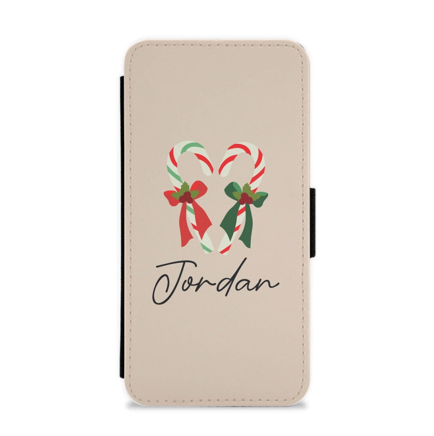 Candycane - Personalised Christmas Flip / Wallet Phone Case