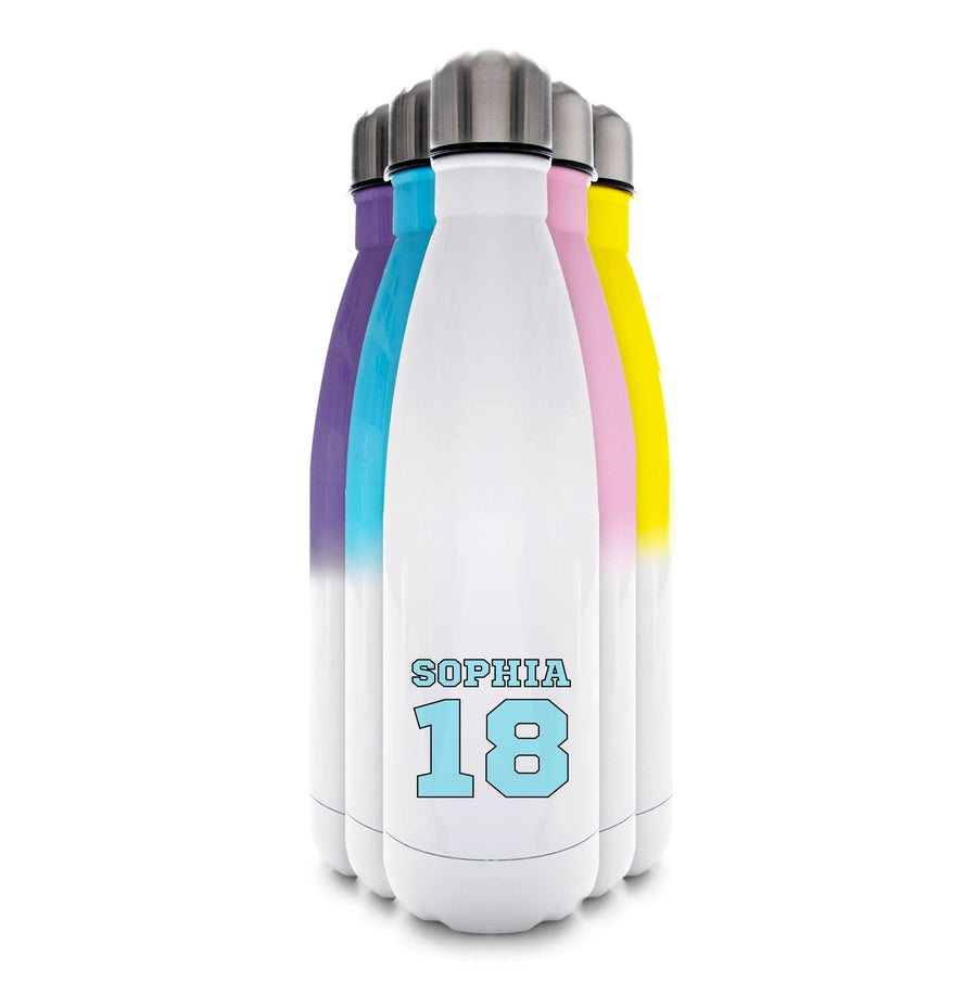 Light Blue - Personalised Football   Water Bottle