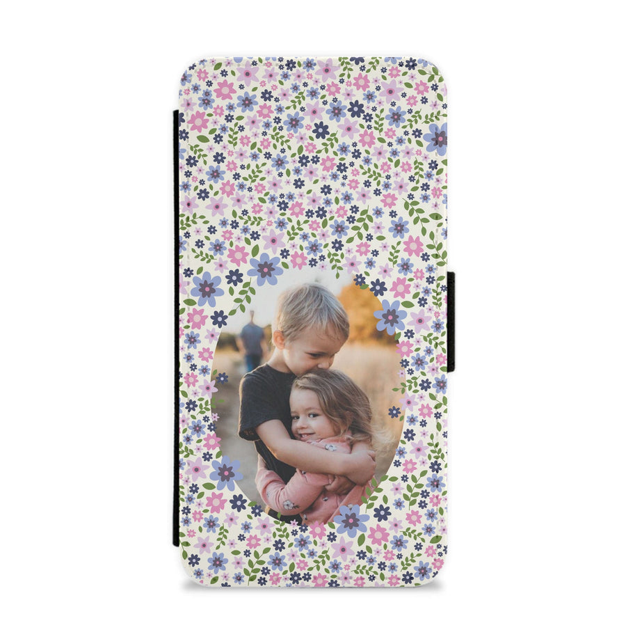Detailed Flower Pattern - Personalised Mother's Day Flip / Wallet Phone Case