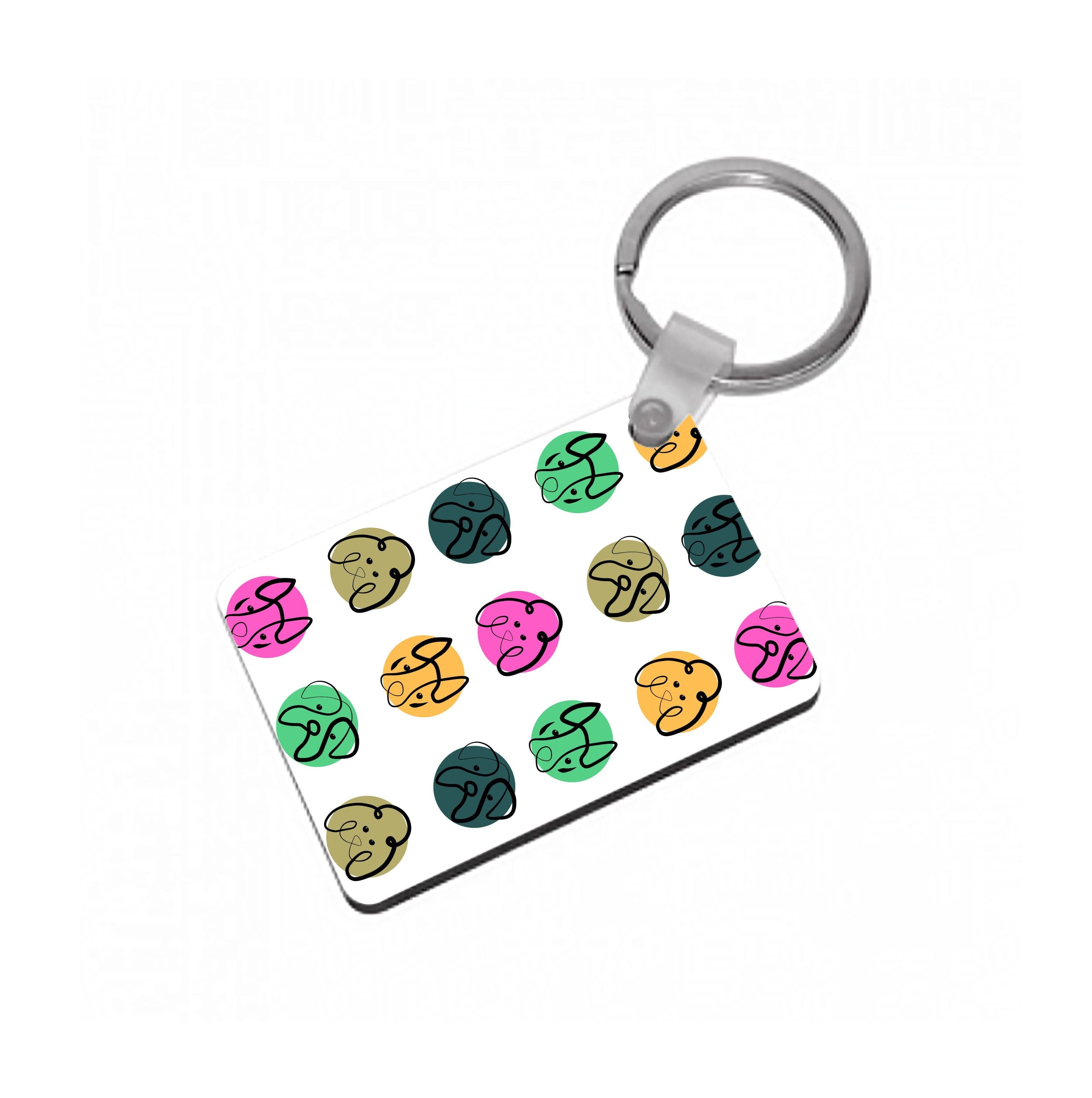 Multi colour dog bones - Dog Patterns Keyring