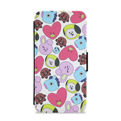 K-Pop Band Characters Collage Flip / Wallet Phone Case