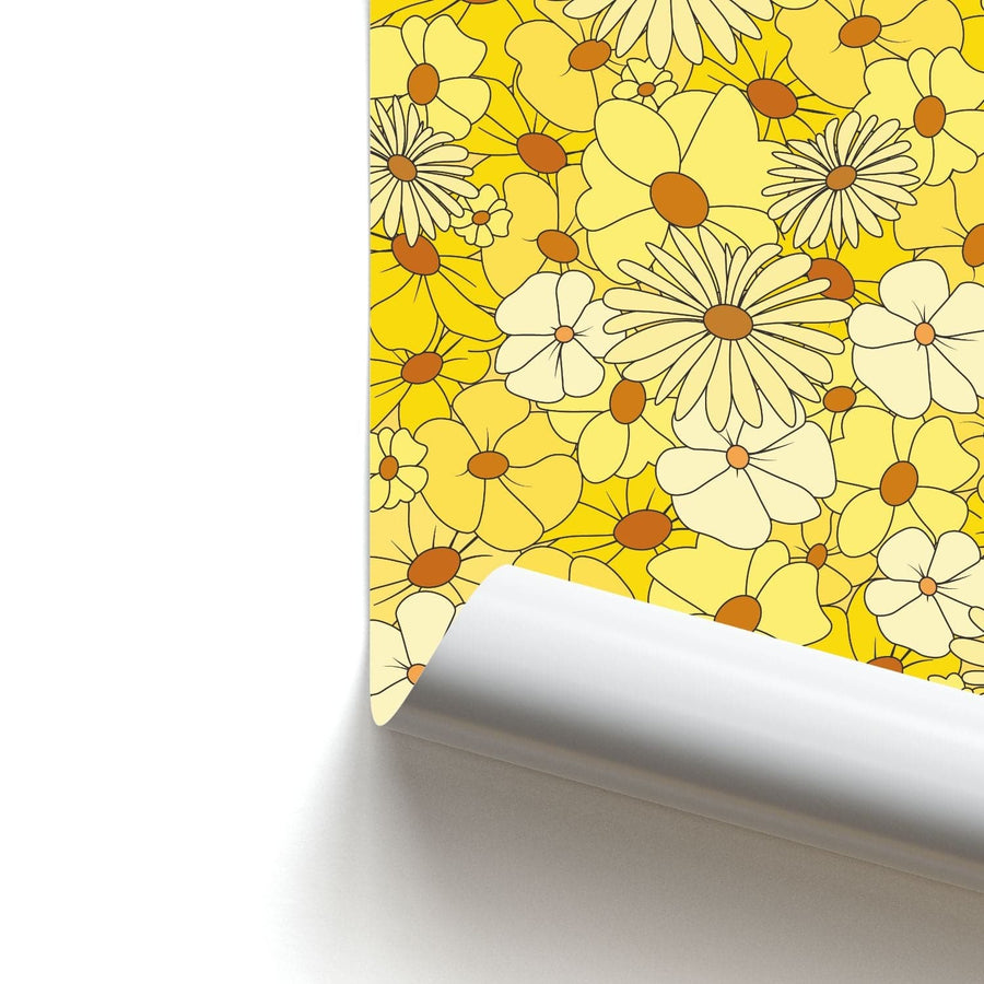 Yellow Flower Pattern - Mothers Day Poster