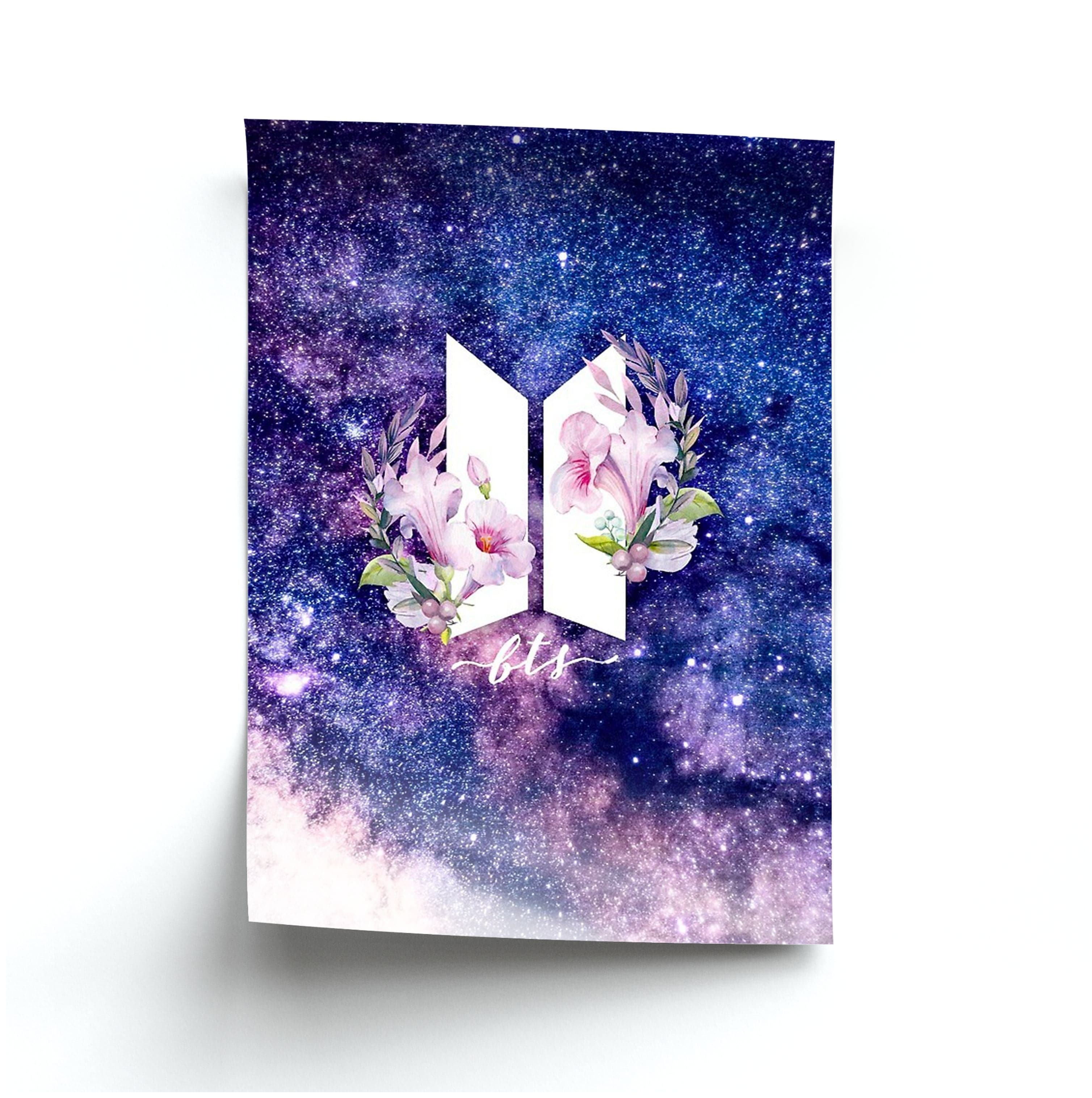 Galaxy Floral K-Pop Band Logo Poster