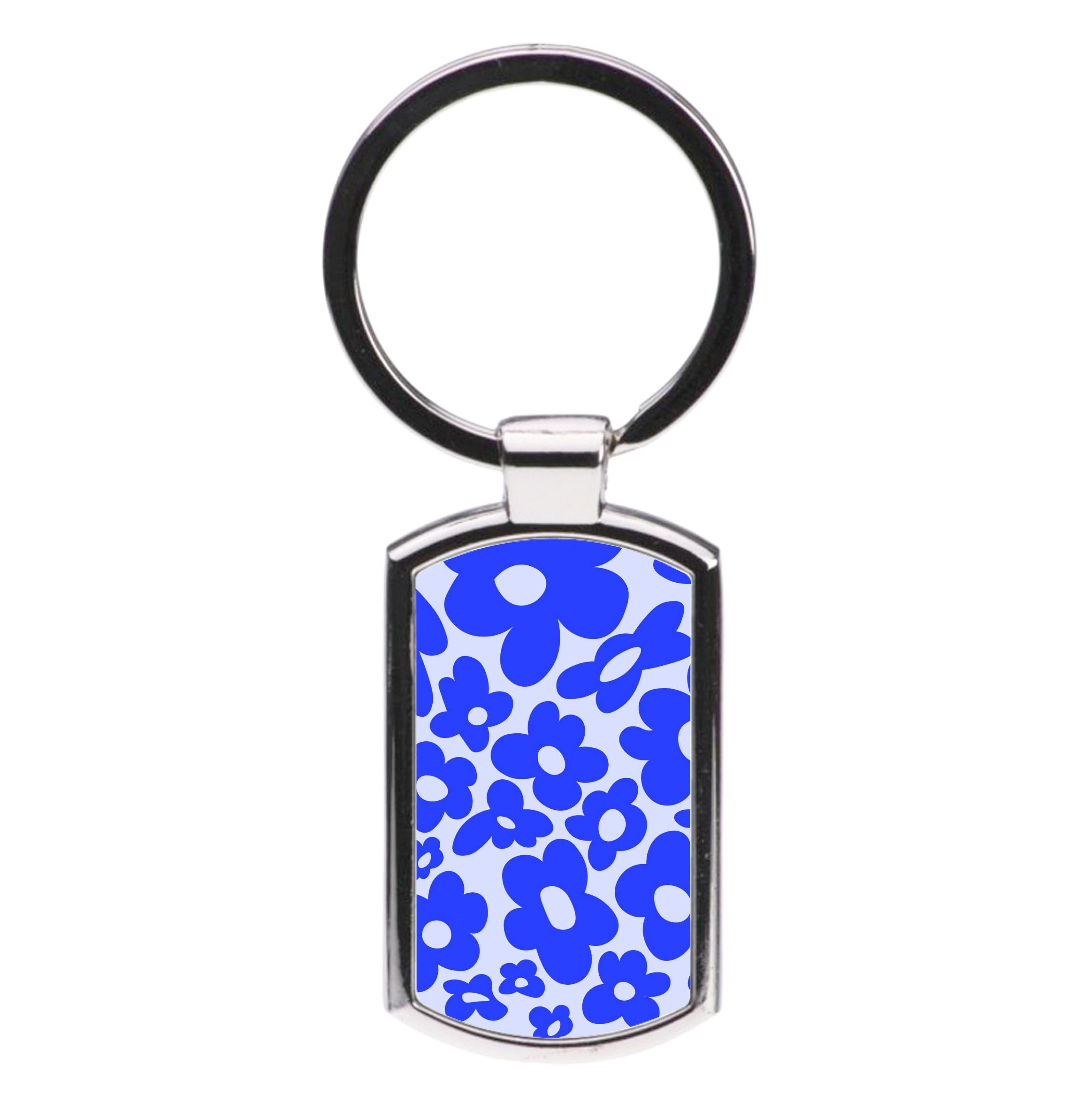 Blue Flowers - Trippy Patterns Luxury Keyring