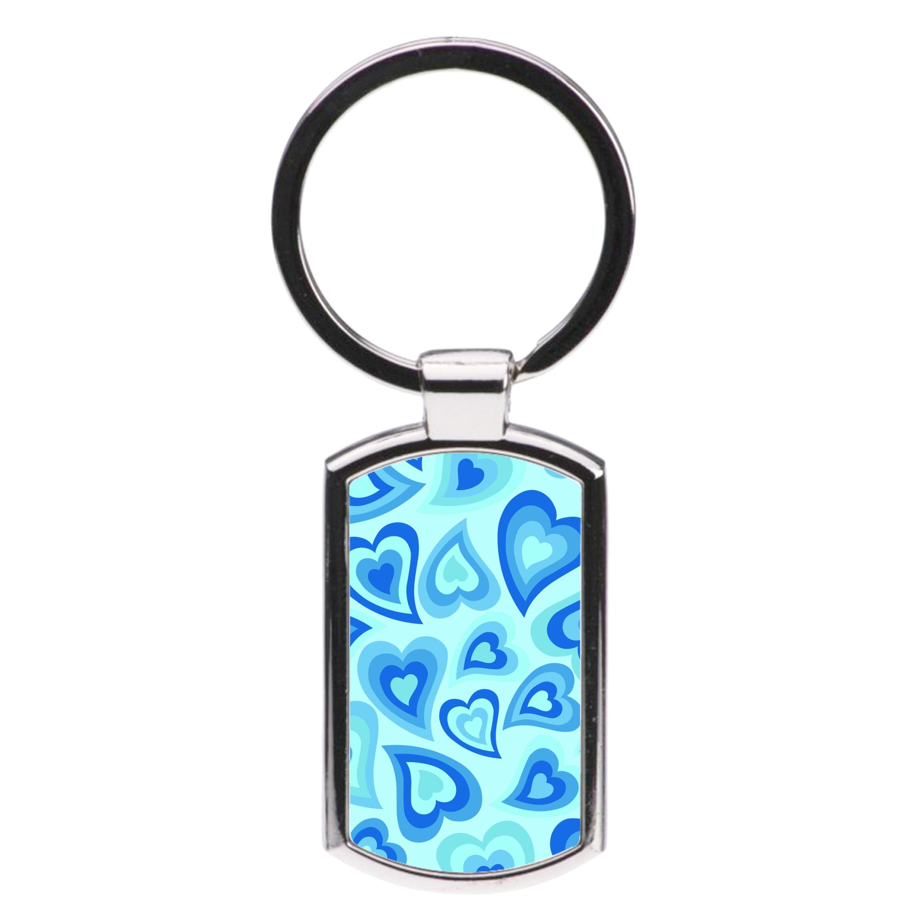 Blue Hearts - Trippy Patterns Luxury Keyring