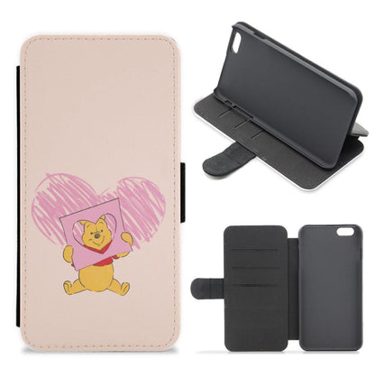 Pooh Heart Drawing Valentine's Flip / Wallet Phone Case